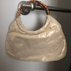 Doncaster gold leather bamboo bag